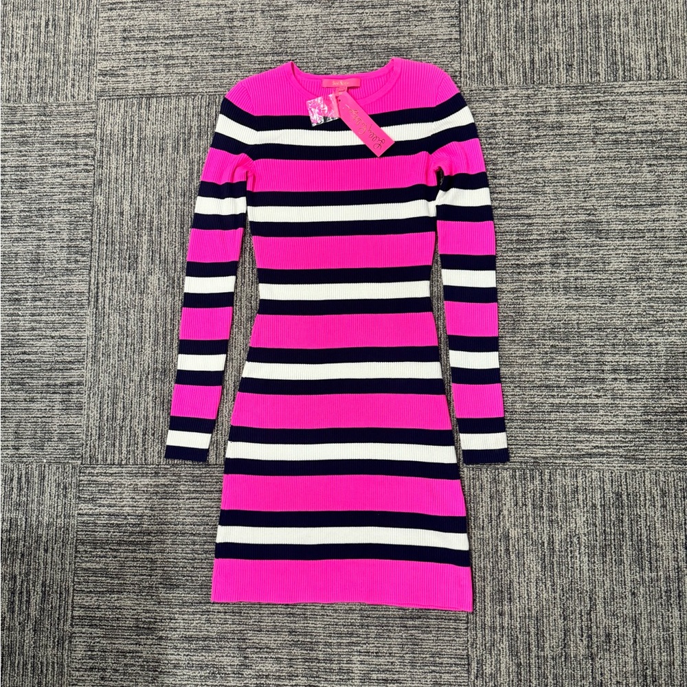 Striped Pink and Navy Kids Dress